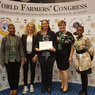 Lors du Congrès de l'Organisation mondiale des agriculteurs (2019)